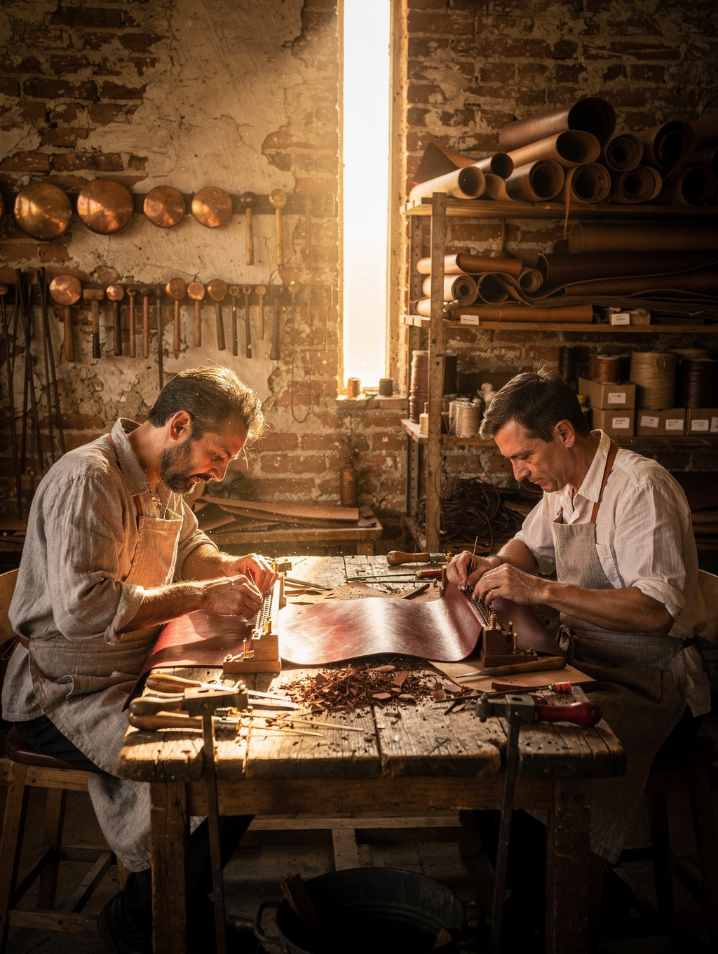 BROCADE's traditional curtain workshop, weaving fabric in natural light
