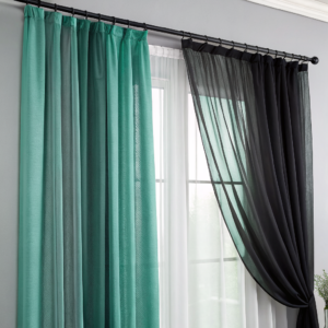 Cool Slate Linen Curtains – Hand‑Tied